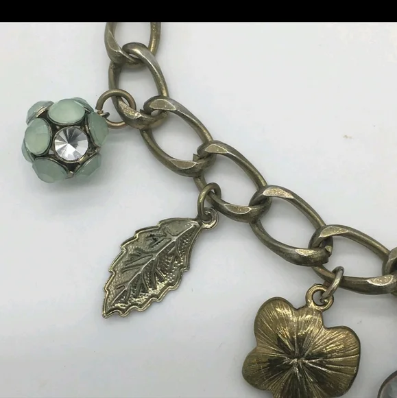 Cookie Lee Charm Necklace – Silver Tone with Leaf & Flower Charms EXC - Picture 10 of 11